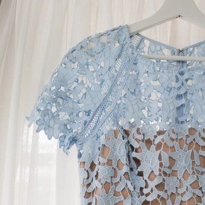 NWT Eliza J Elegant Light Blue Spring Easter Floral Guipure Lace Dress Size 4